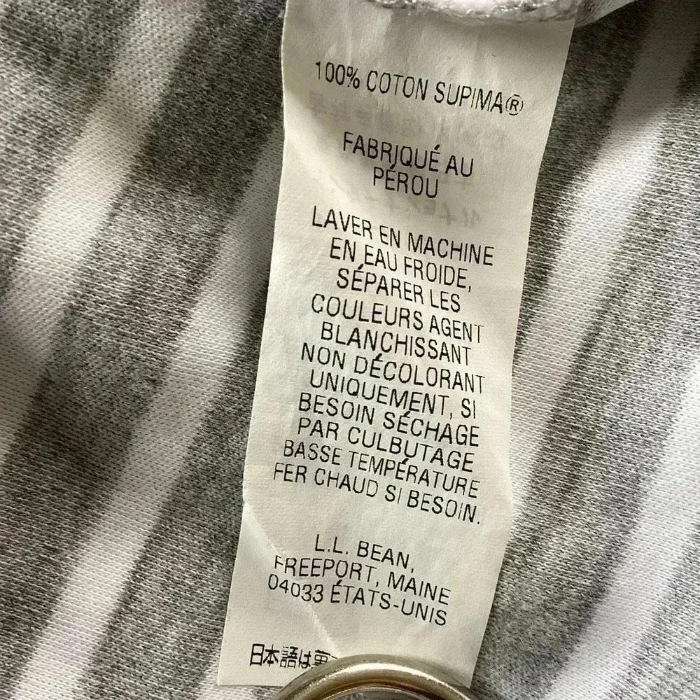 LL Bean Top Large White Open Cardigan Striped Shawl NecK Supima Cotton Sz Large - Picture 4 of 6